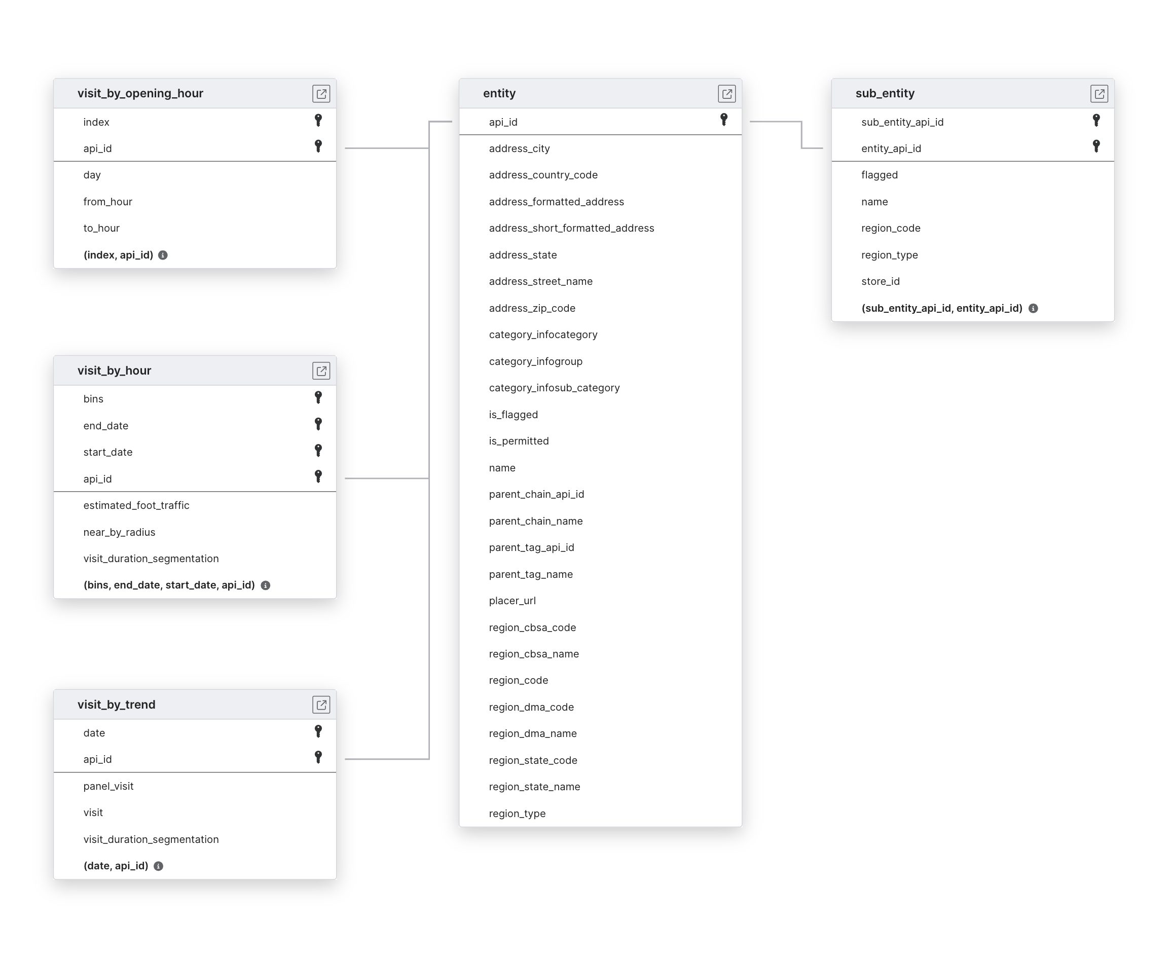 Explore Placer.ai schema ERD