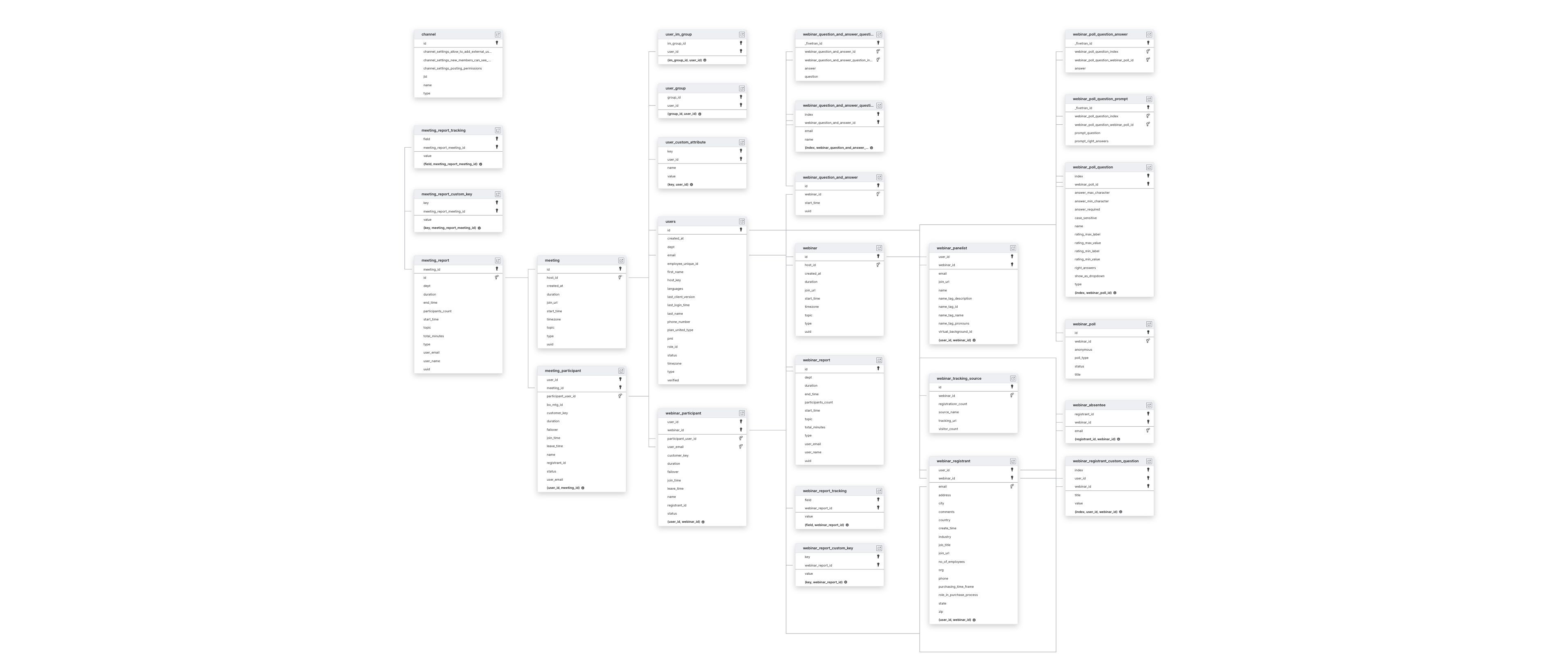 Explore Zoom schema ERD