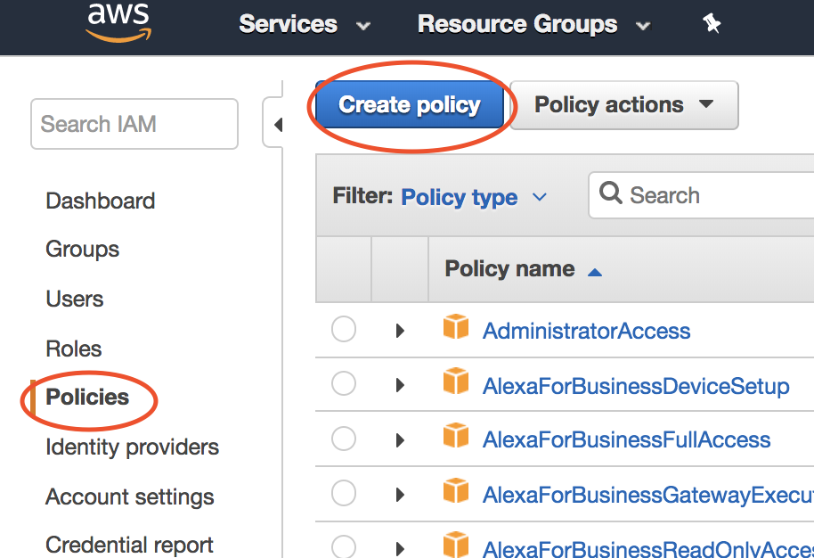 cloud-setup-guide-Click "Policies", then "Create Policy"
