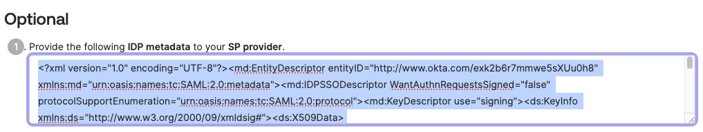 IDP metadata