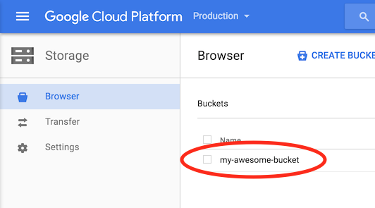 Google Cloud Storage SelectBucket