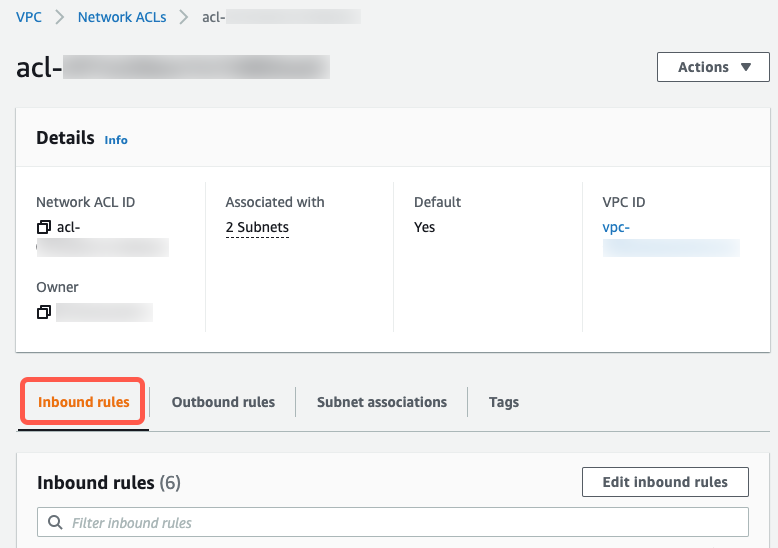 Select inbound rules tab