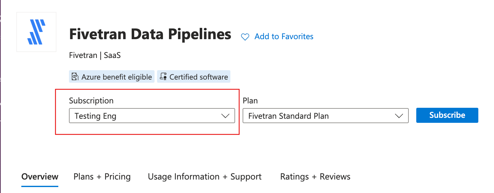 Azure billing subscription options