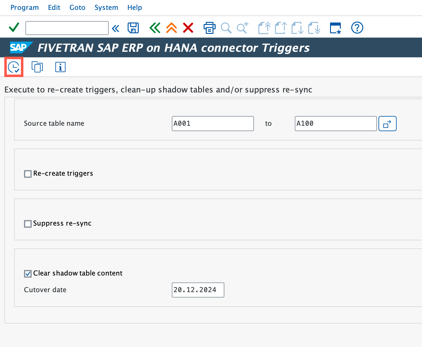 Clean shadow tables using mass activity report