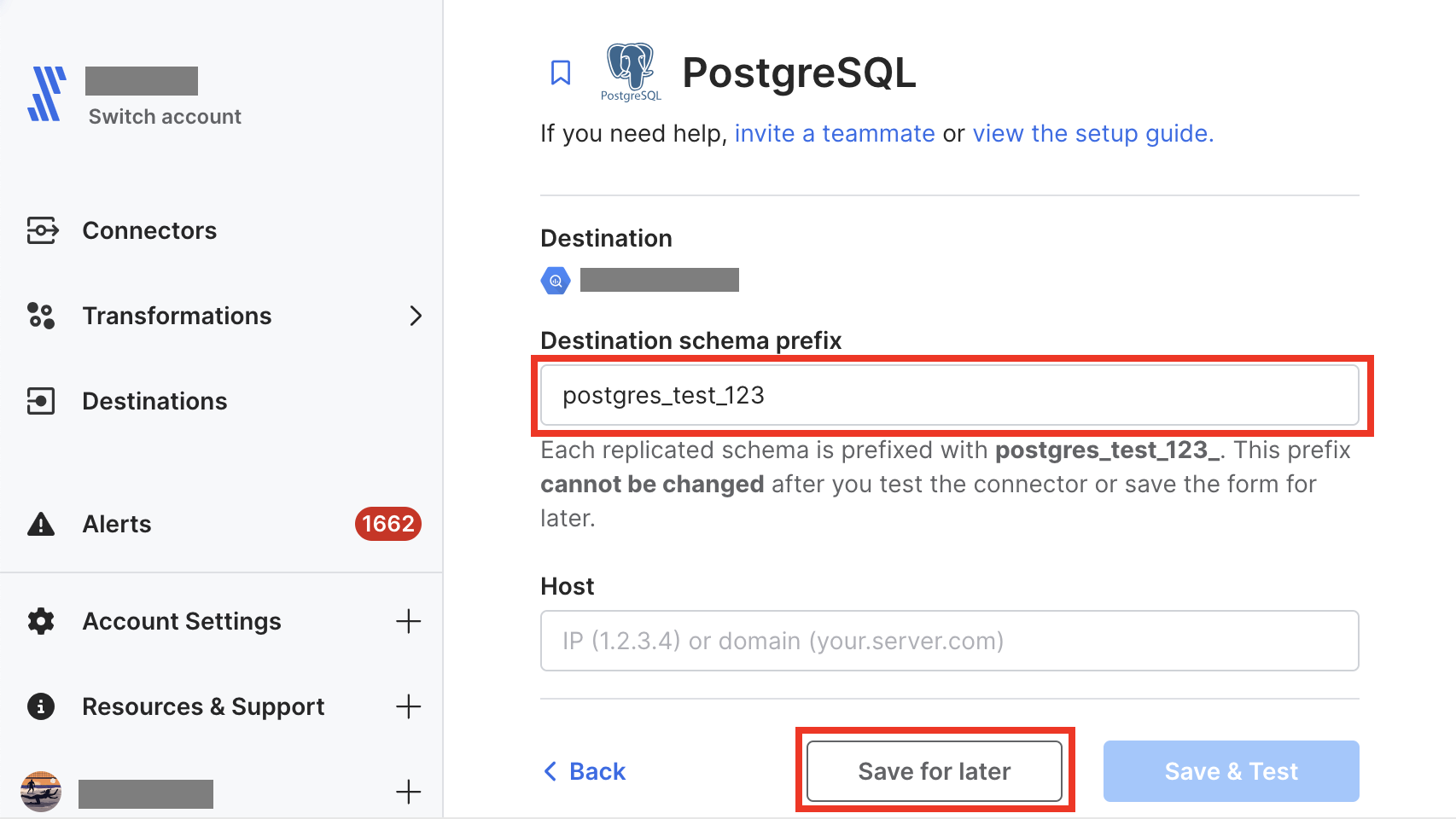 Save incomplete connector configuration for later