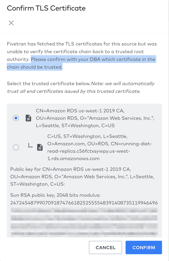 Selecting certificate