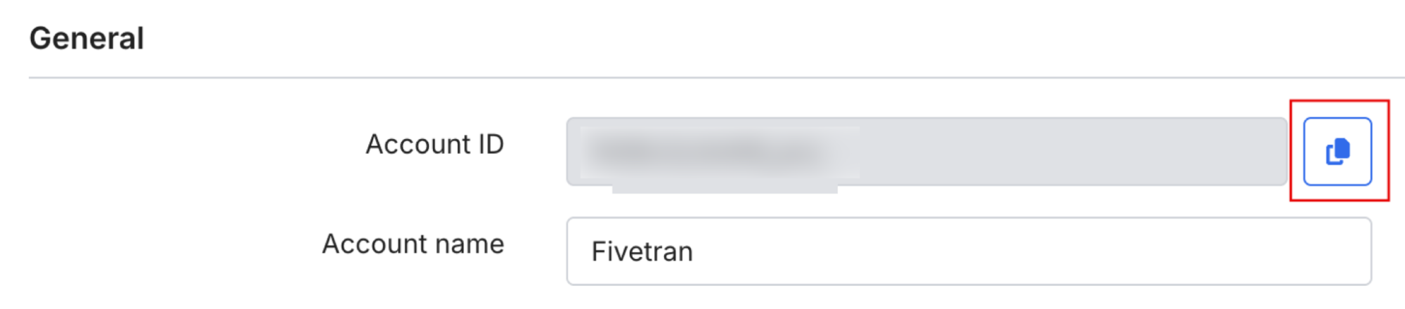 Copy Fivetran account ID