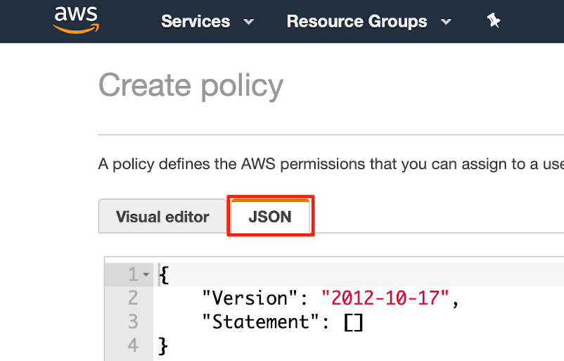 Define Policy JSON