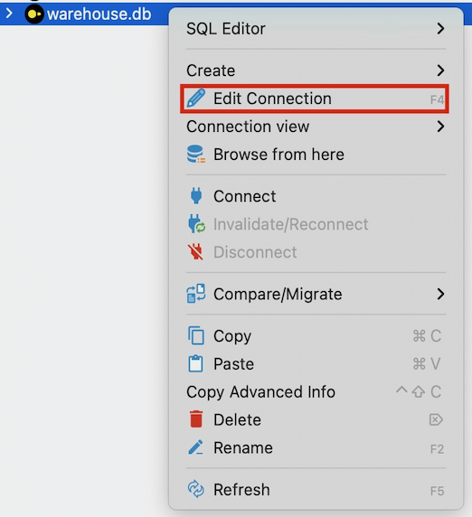 Edit connection