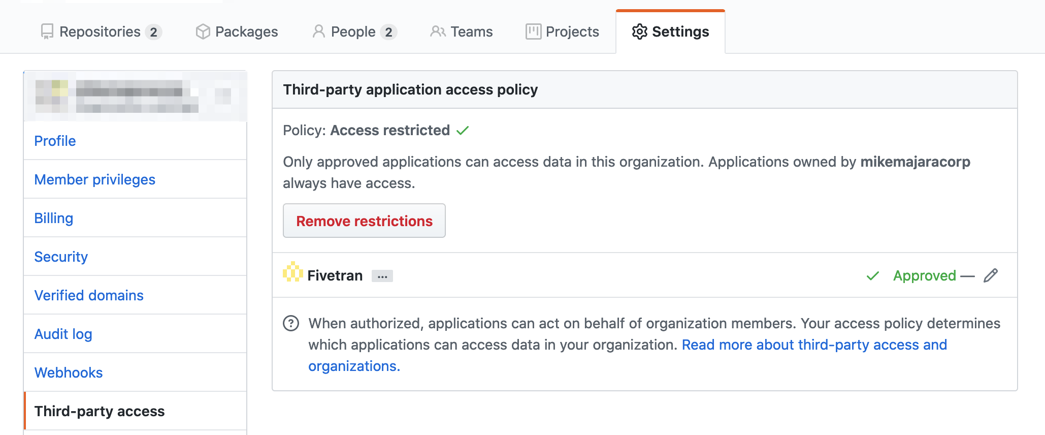 Fivetran approved in GitHub