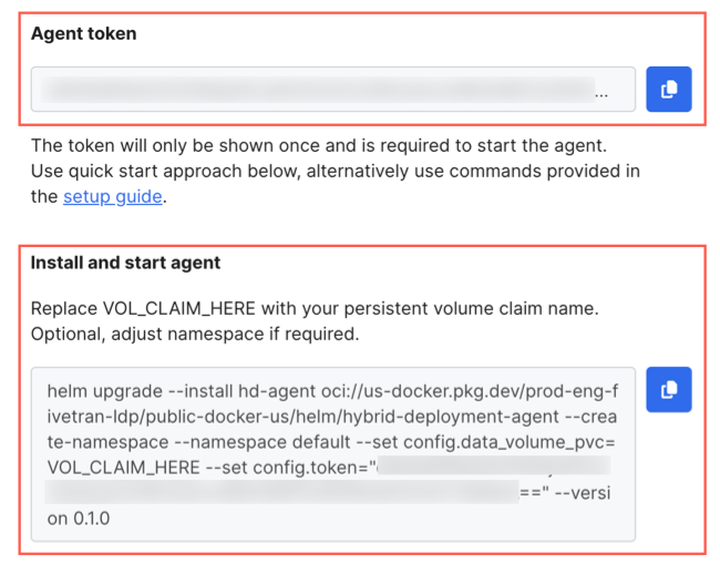 Agent token & installation command