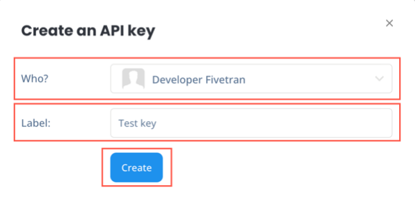 Enter API key details