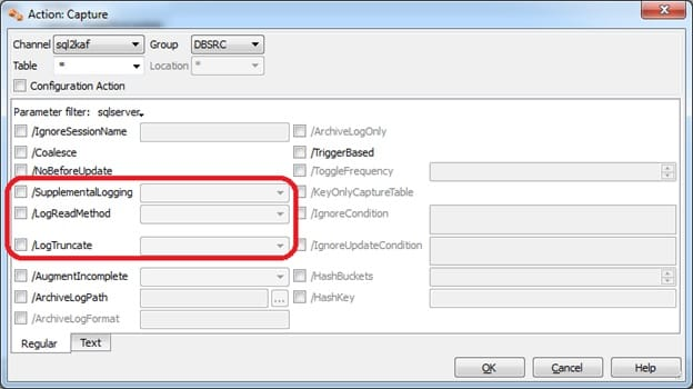 SQL Server Log-Based Capture Options