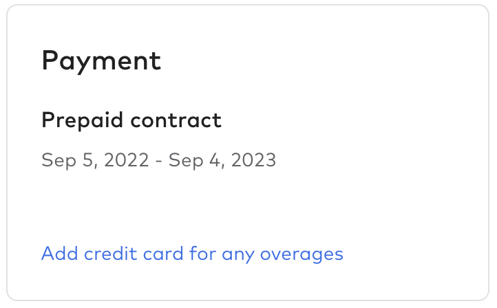 View contract details and add a credit card for overages