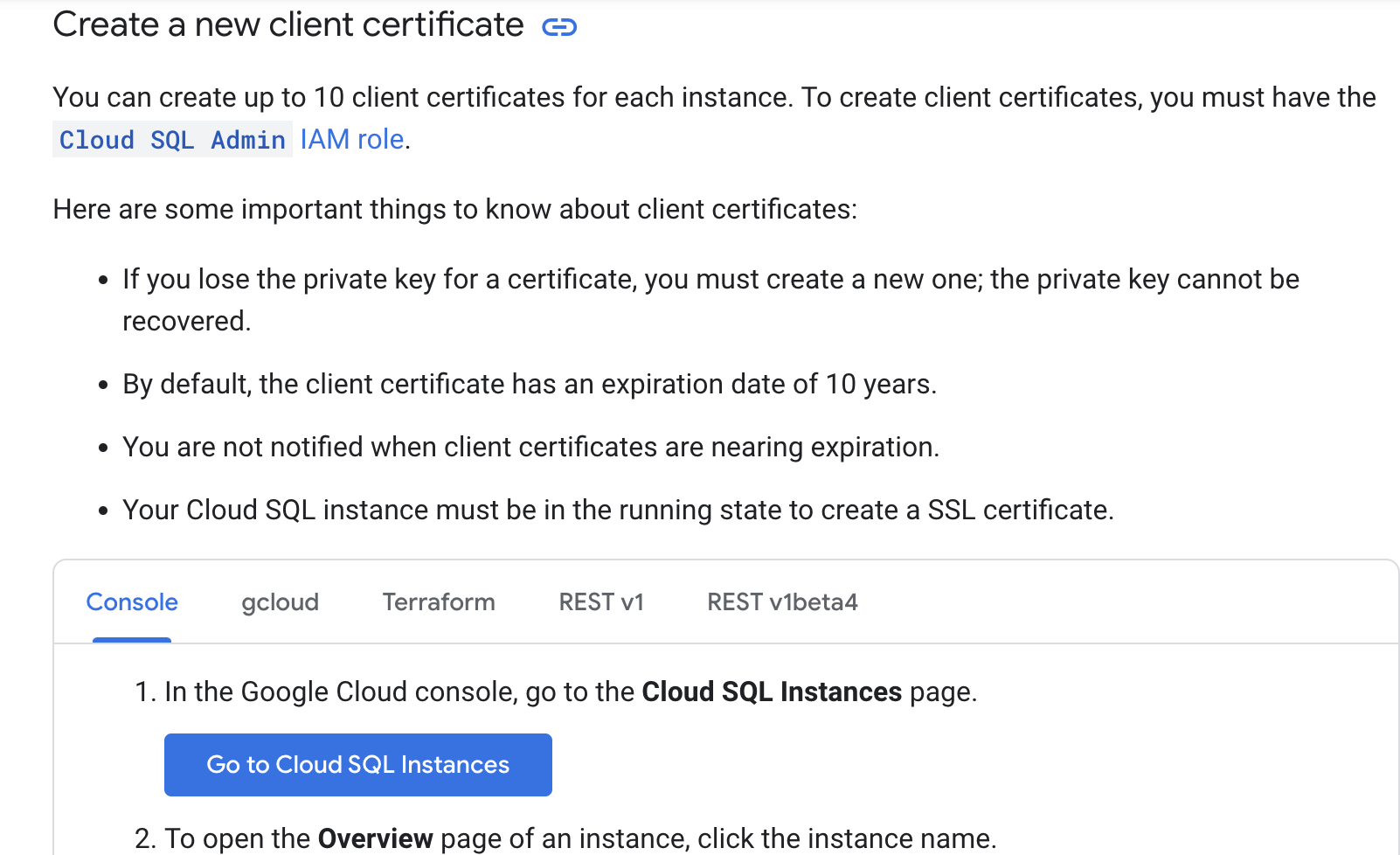 Postgres-gcs-create-a-new-client-certificate-tab