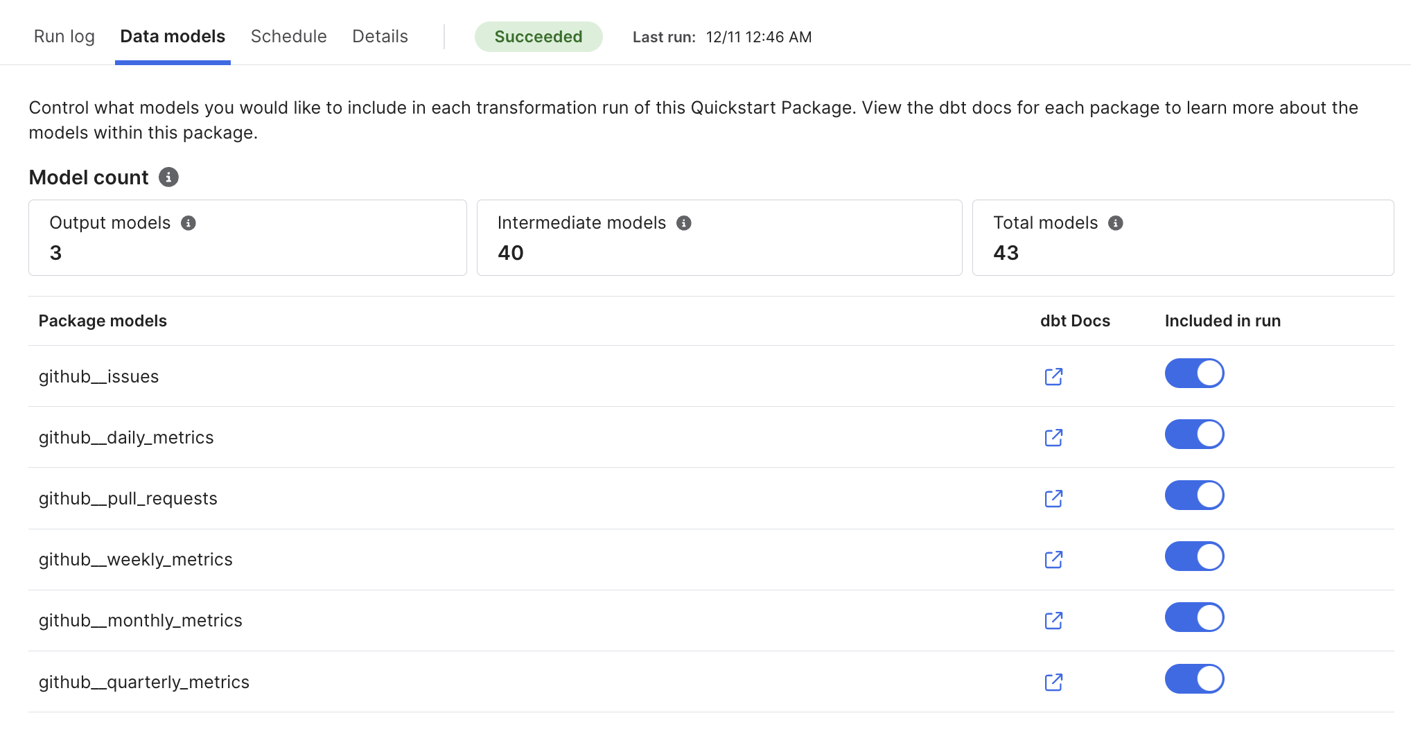 Quickstart Data Models