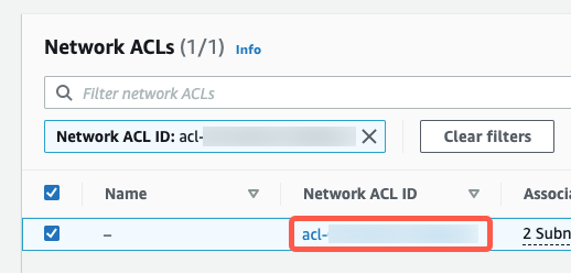 MySQL-rds-click-network-acl-id