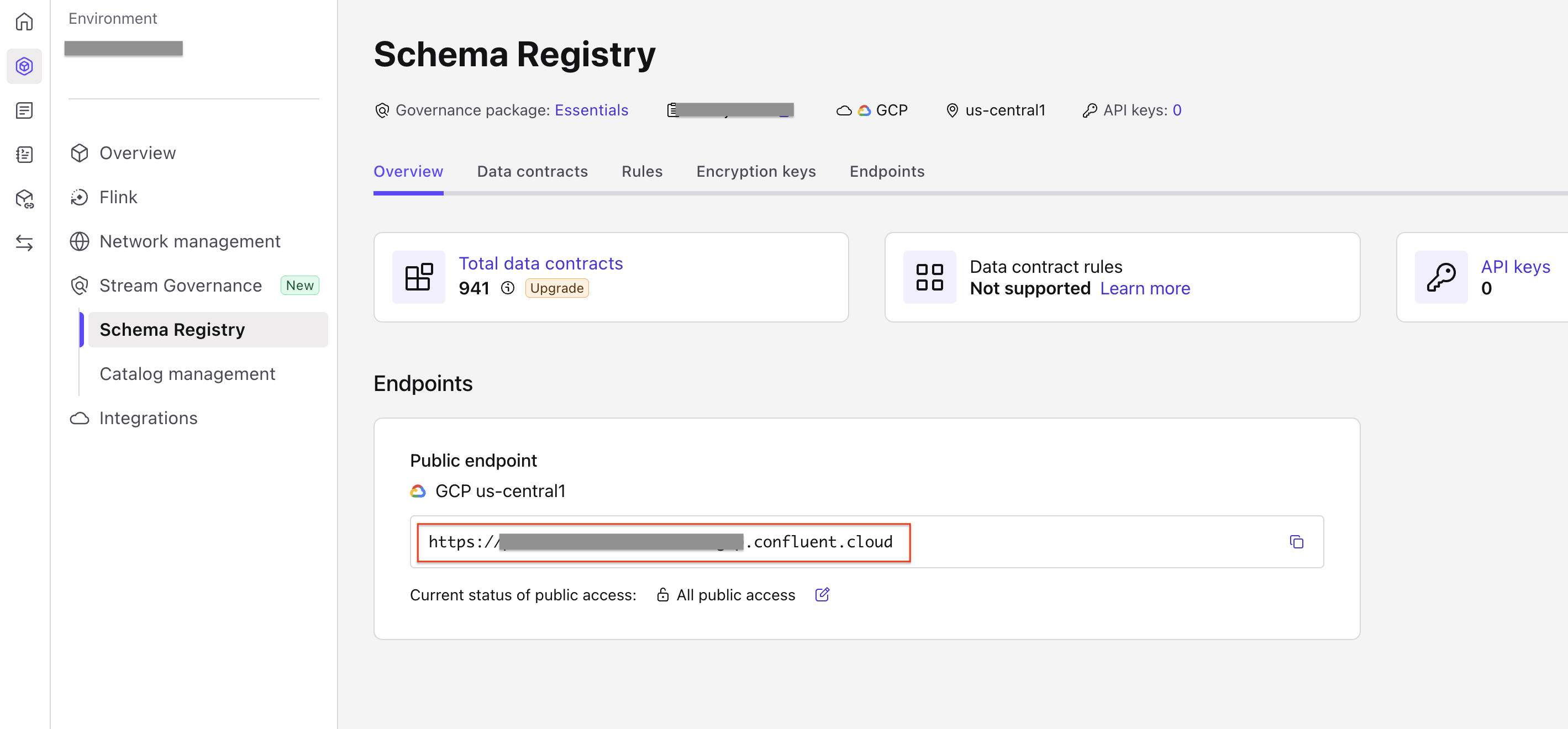 Get Stream Governance API Endpoint