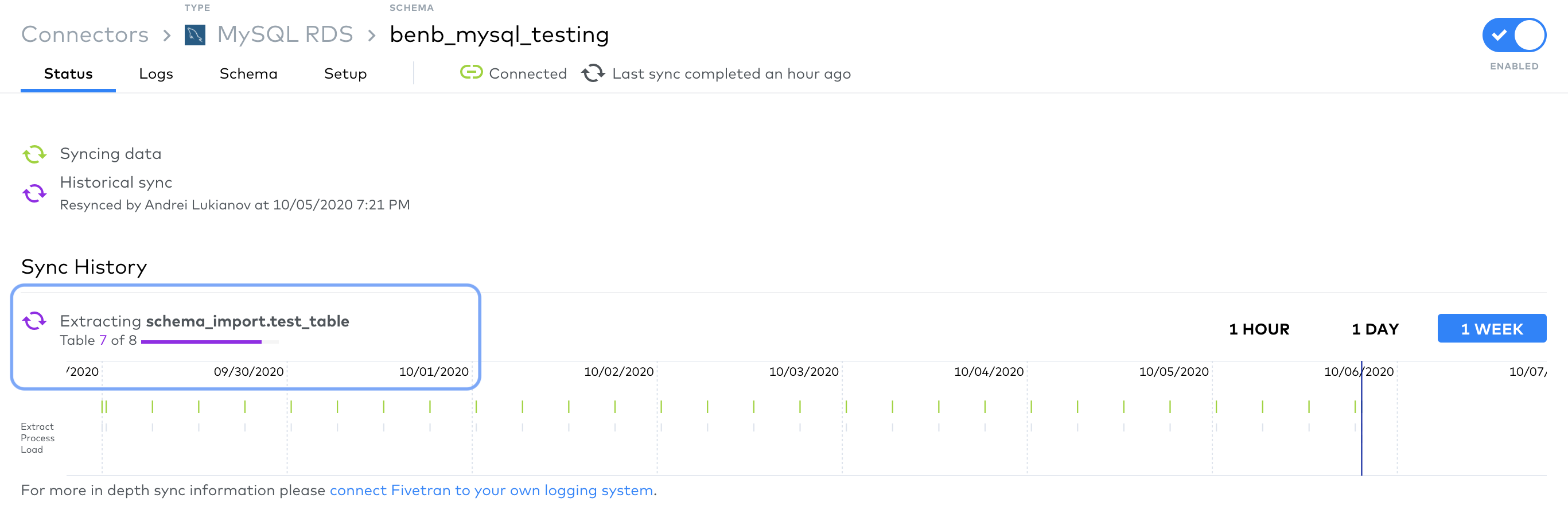 Sync progress UI