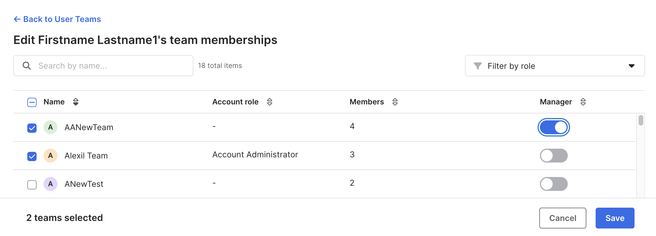 Edit team memberships